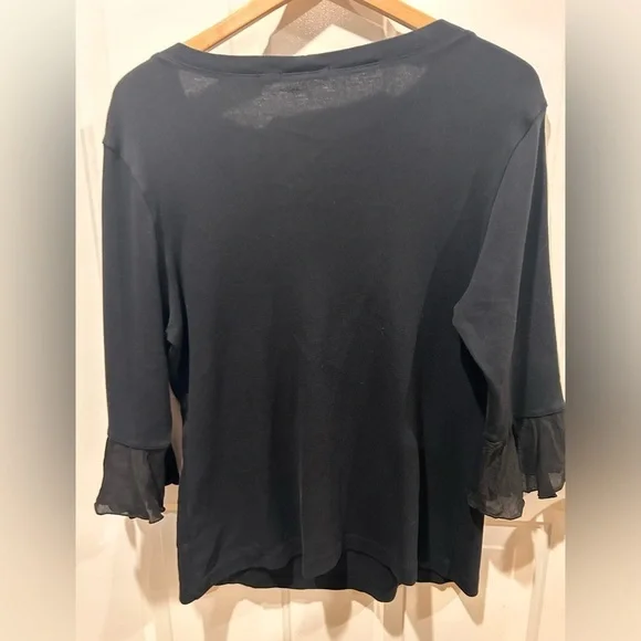 Barbara Lesser Romantic Ruffle Top In Black Size XL - Picture 6 of 10